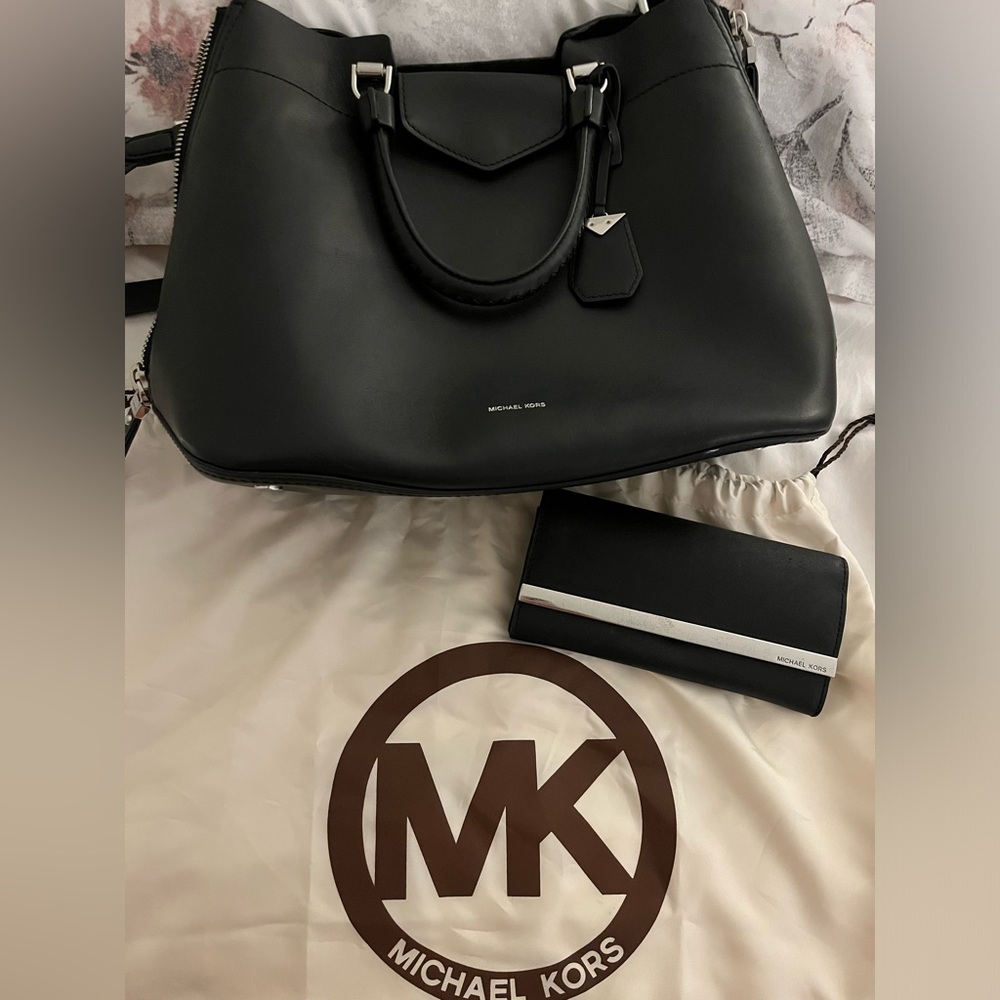 Michael Kors black leather handbag